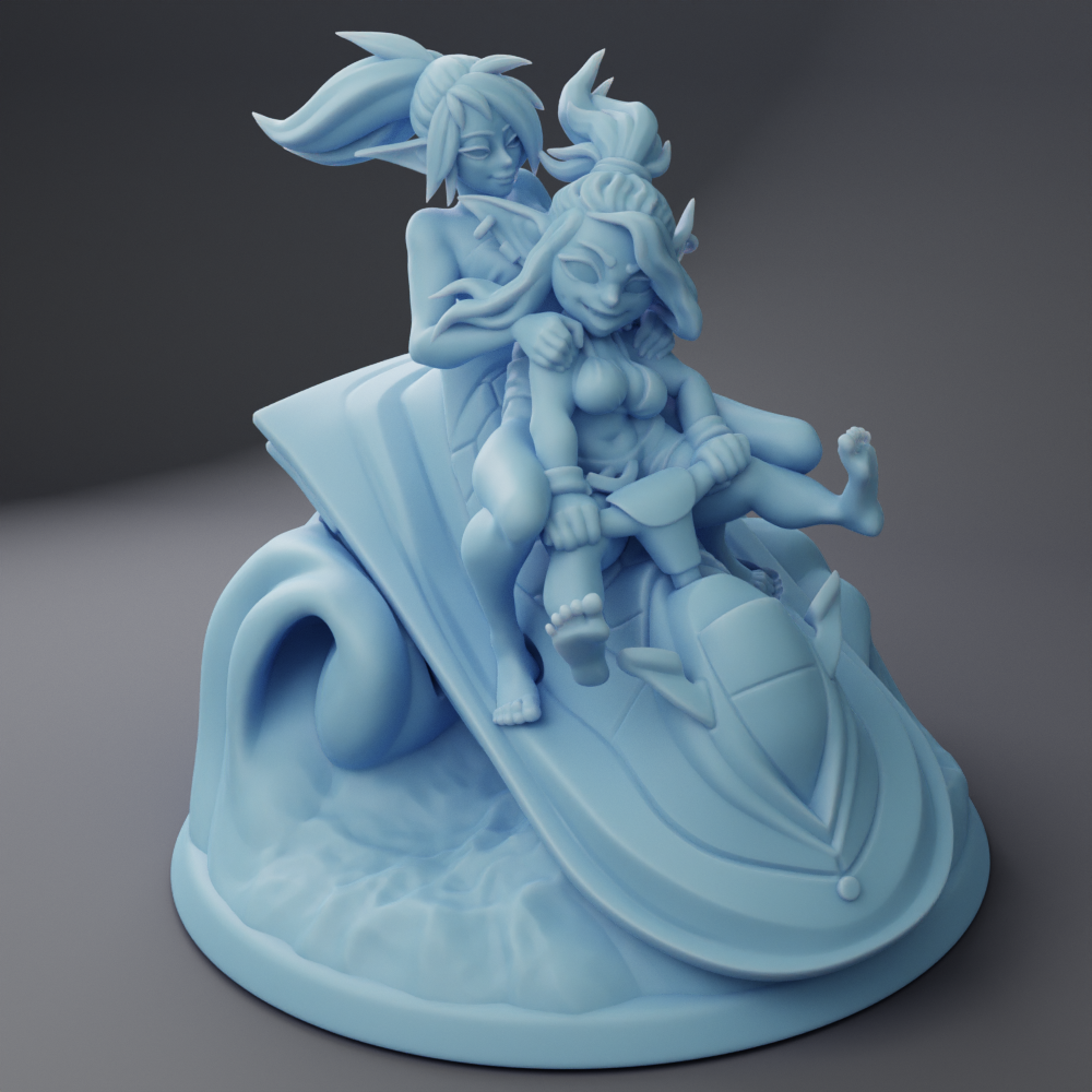 Barb and Jane Jetski Dioramal Diorama Fantasy Pinup Miniature DnD figures