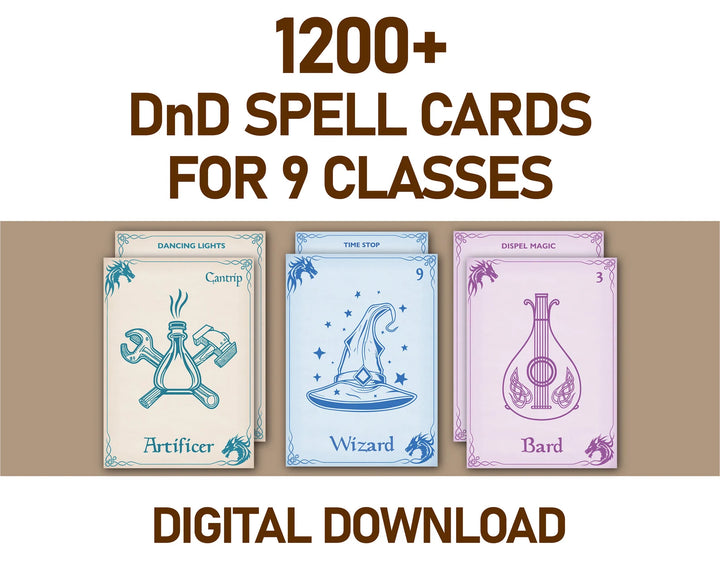 DnD Spell Cards Digital Download
