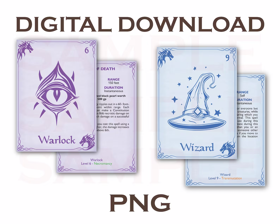 DnD Spell Cards Digital Download