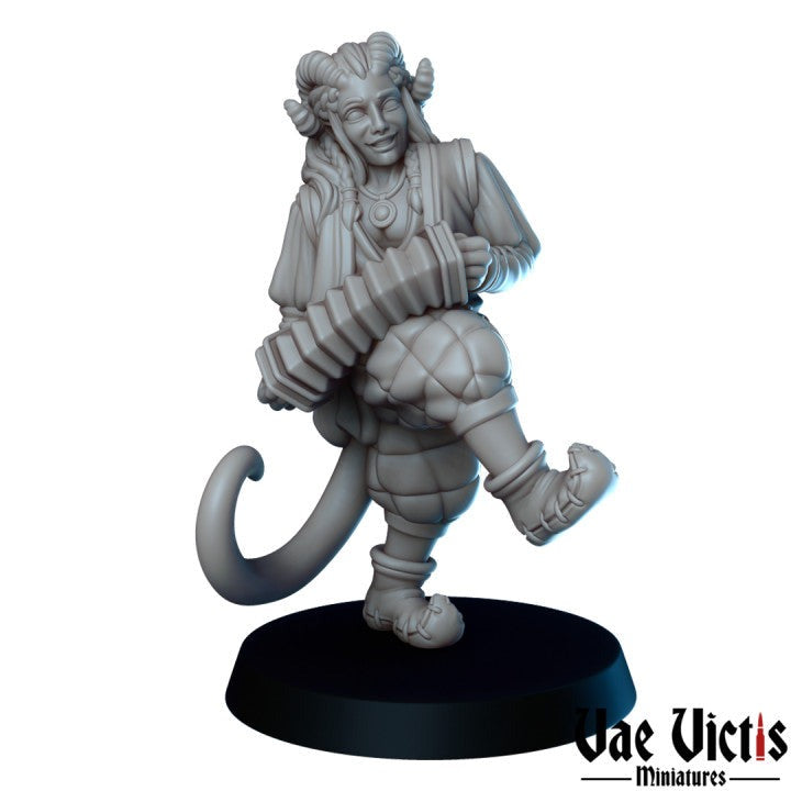 The Tiefling with a Concertina Fantasy Miniature DnD Pathfinder Tabletop RPG Vae Victis