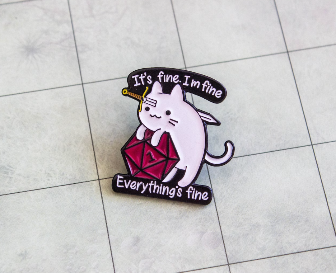 It's Fine Cat Badge Enamel Pin Broach