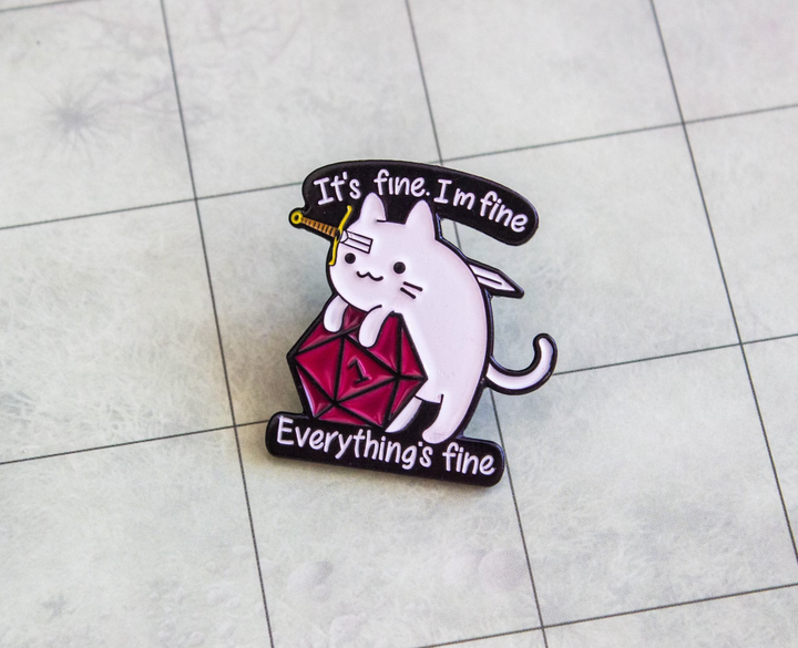 It's Fine Cat Badge Enamel Pin Broach