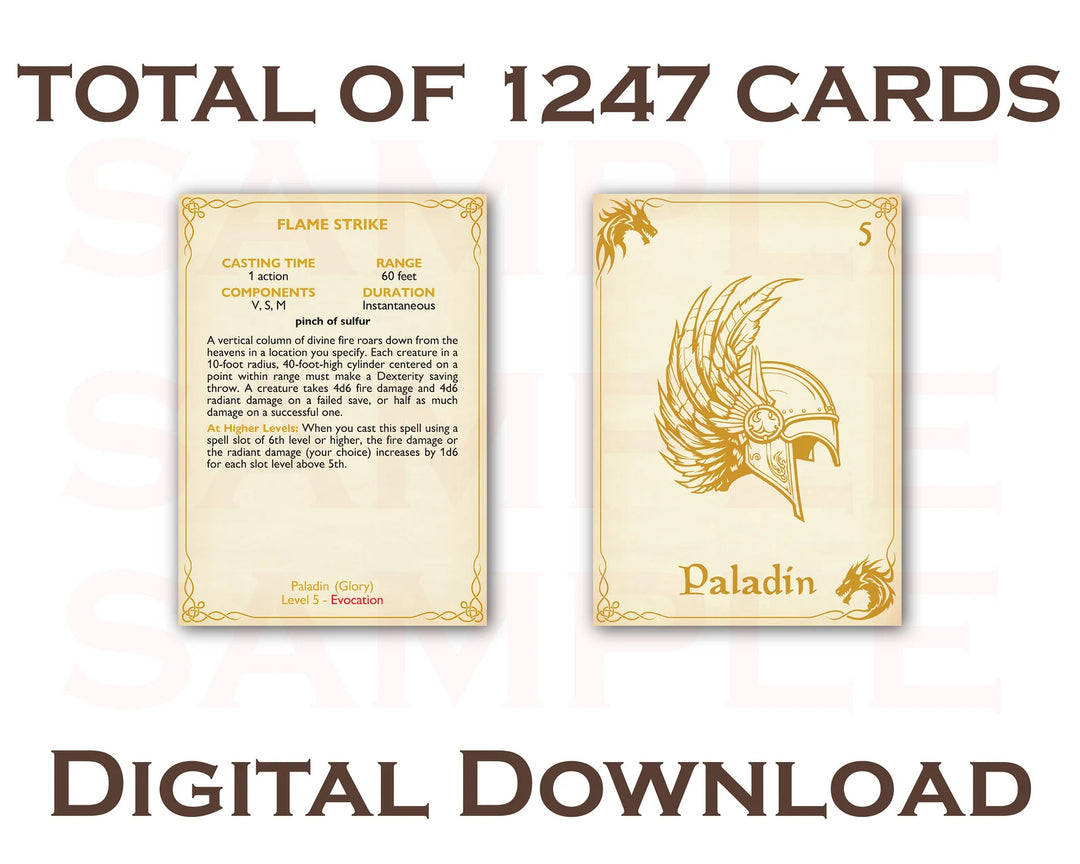 DnD Spell Cards Digital Download