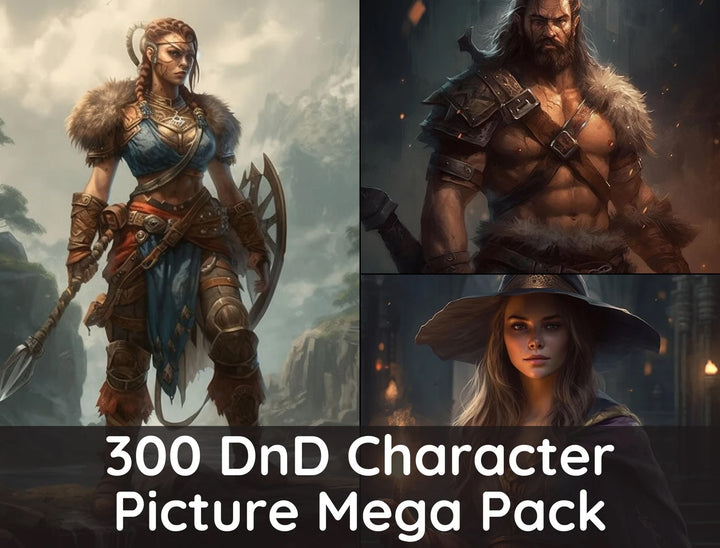 DnD 300 Character Portraits Full Body Picture Mega Bundle Digital Download