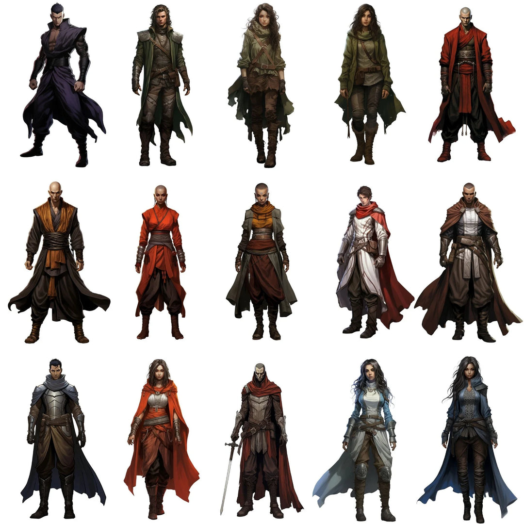 100+DnD Character Art, DnD SVG PNG, Transparent Background Digital Download