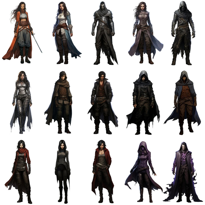 100+DnD Character Art, DnD SVG PNG, Transparent Background Digital Download