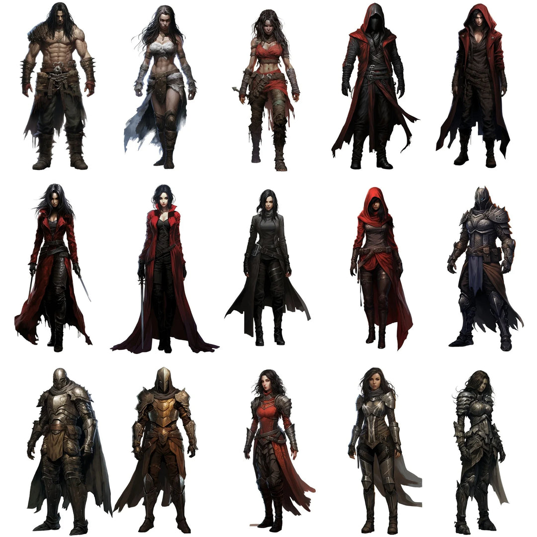 100+DnD Character Art, DnD SVG PNG, Transparent Background Digital Download