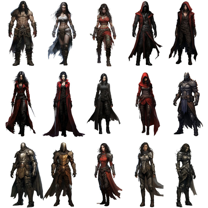 100+DnD Character Art, DnD SVG PNG, Transparent Background Digital Download