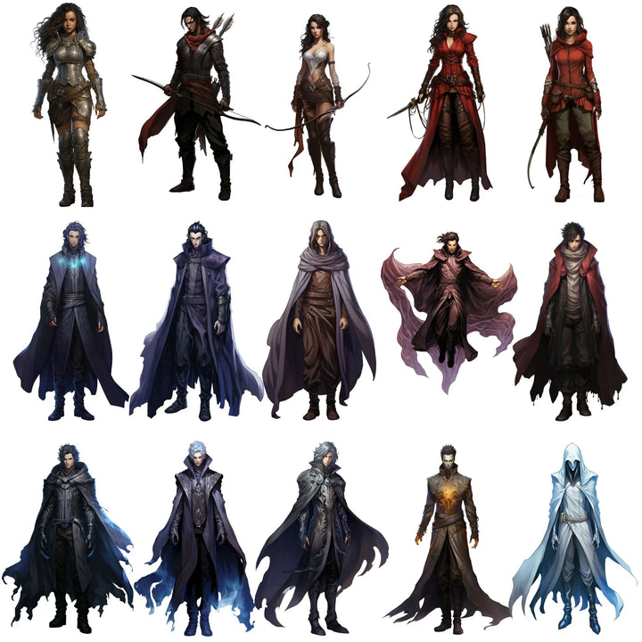 100+DnD Character Art, DnD SVG PNG, Transparent Background Digital Download