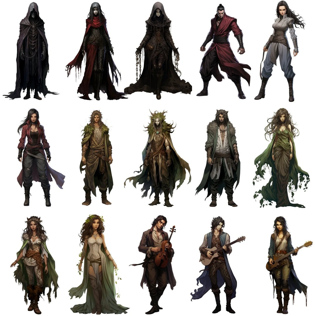 100+DnD Character Art, DnD SVG PNG, Transparent Background Digital Download