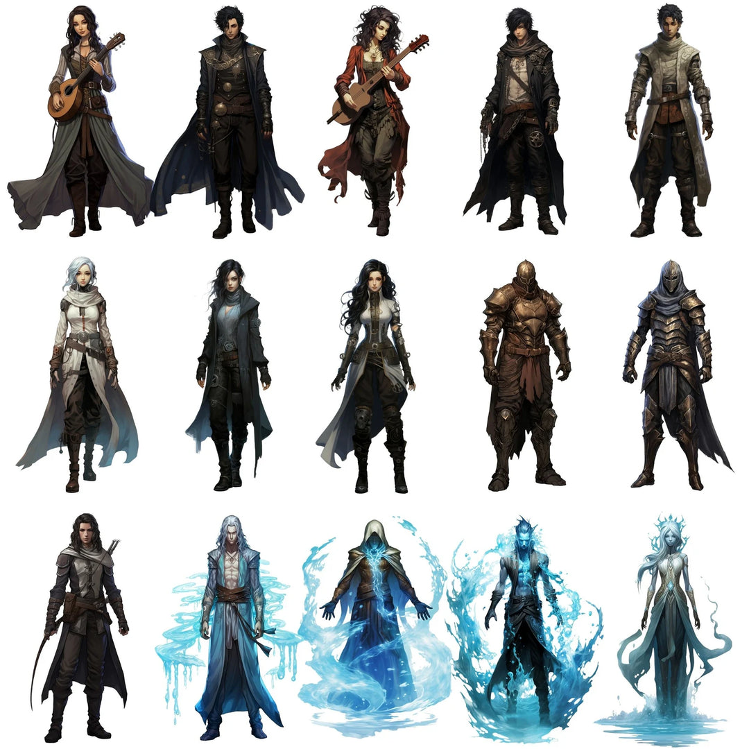 100+DnD Character Art, DnD SVG PNG, Transparent Background Digital Download
