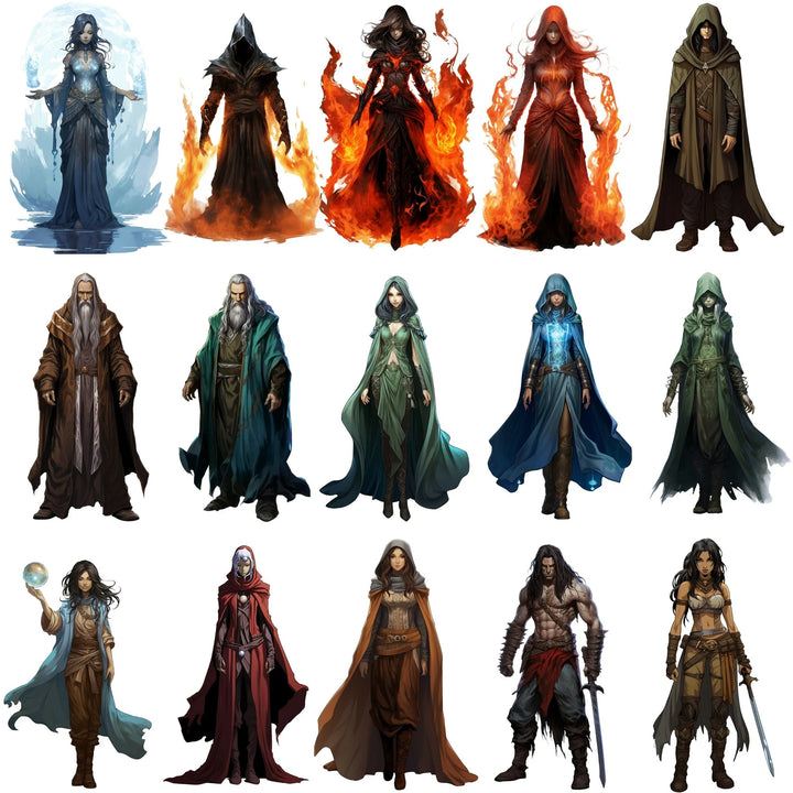 100+DnD Character Art, DnD SVG PNG, Transparent Background Digital Download