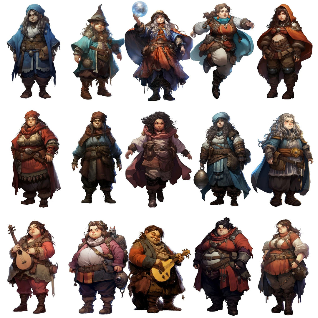 100+DnD Dwarf Character Art, DnD SVG PNG, Transparent Background Digital Download