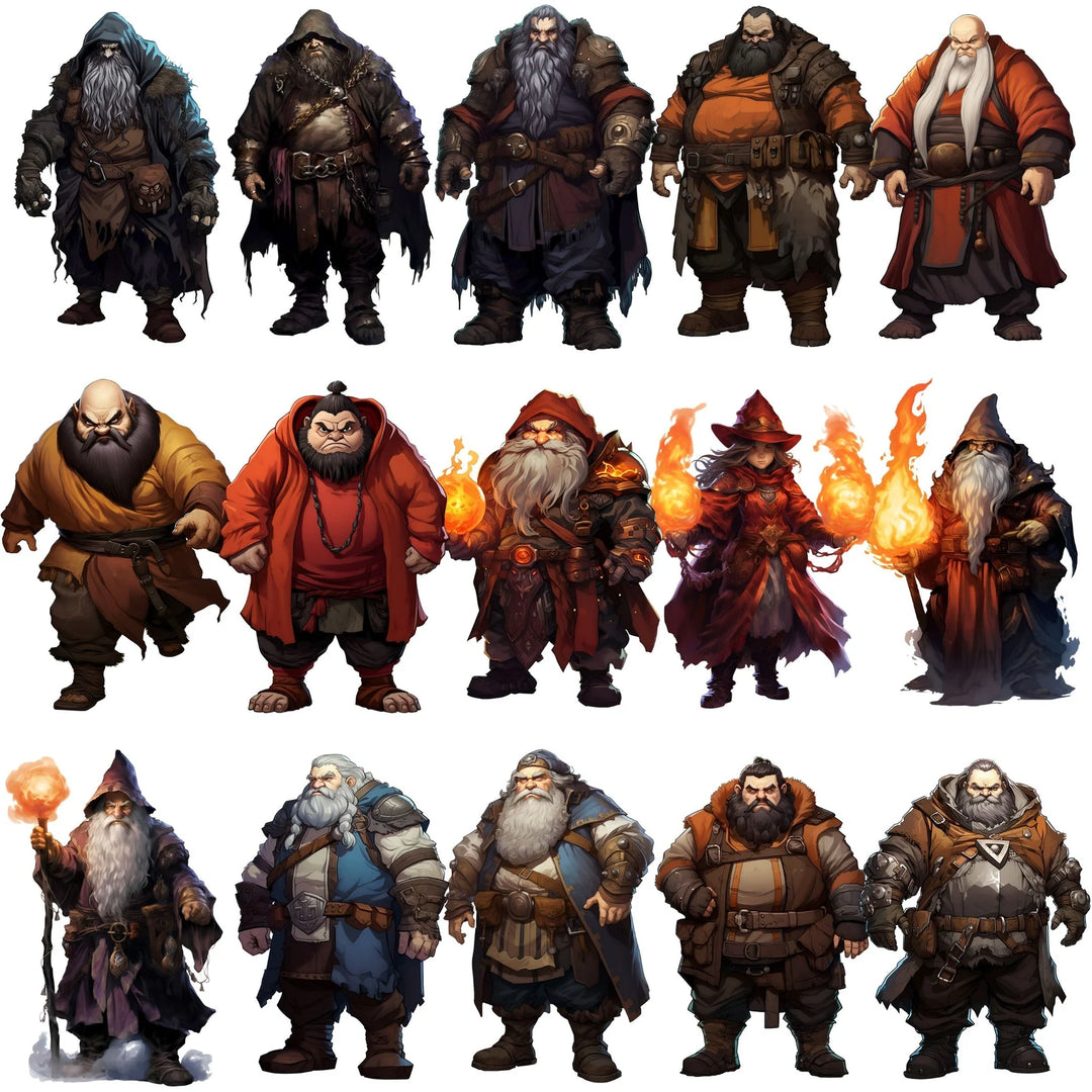 100+DnD Dwarf Character Art, DnD SVG PNG, Transparent Background Digital Download