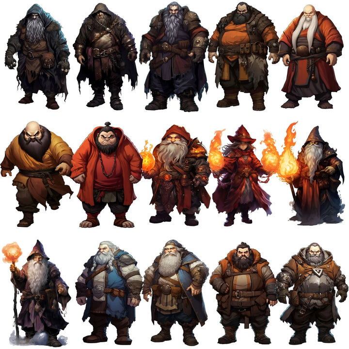 100+DnD Dwarf Character Art, DnD SVG PNG, Transparent Background Digital Download