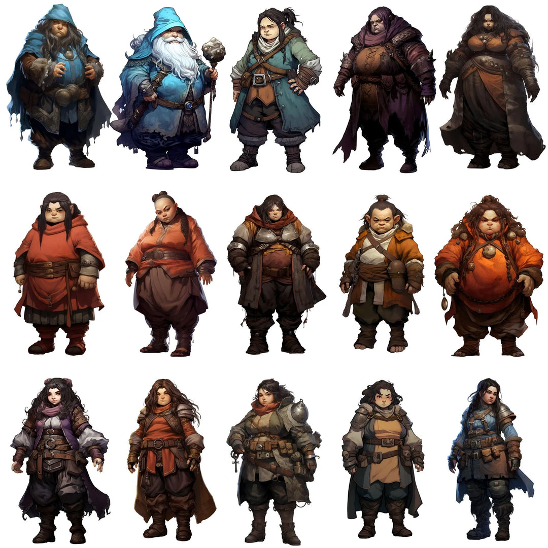 100+DnD Dwarf Character Art, DnD SVG PNG, Transparent Background Digital Download