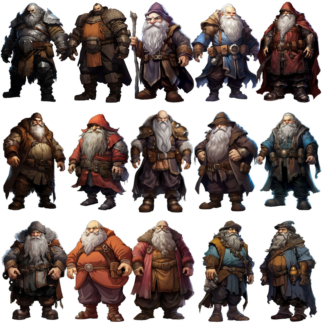 100+DnD Dwarf Character Art, DnD SVG PNG, Transparent Background Digital Download