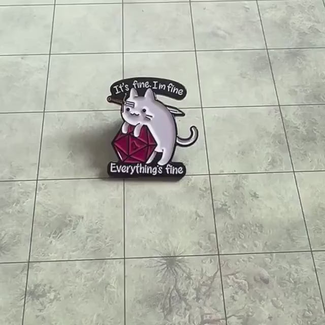 It's Fine Cat Badge Enamel Pin Broach