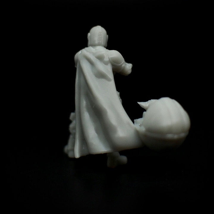 Der Mandalorianer mit schwebendem Baby Yoda