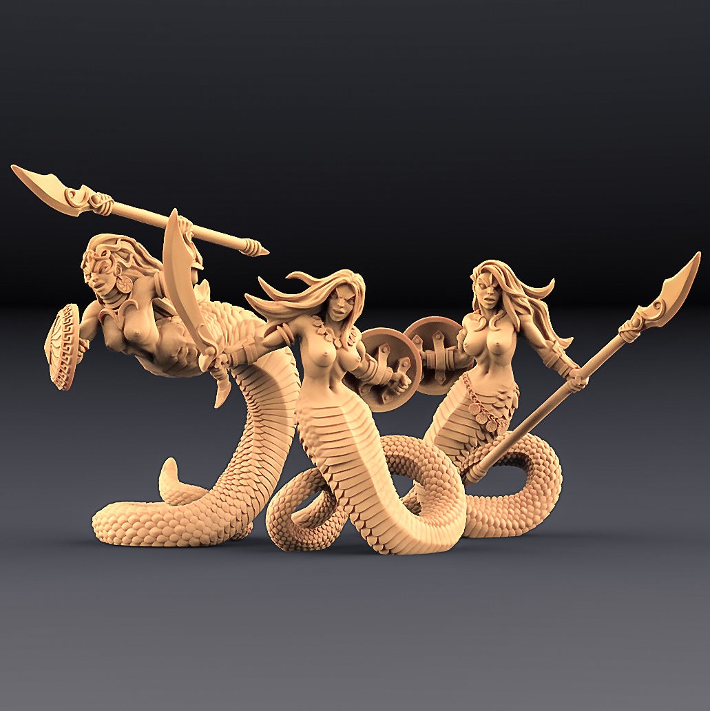 Snakewoman  Guards | AMAZONS | 32mm or 28mm Fantasy Miniature | D&D| Tabletop Game | RPG | Artisan Guild