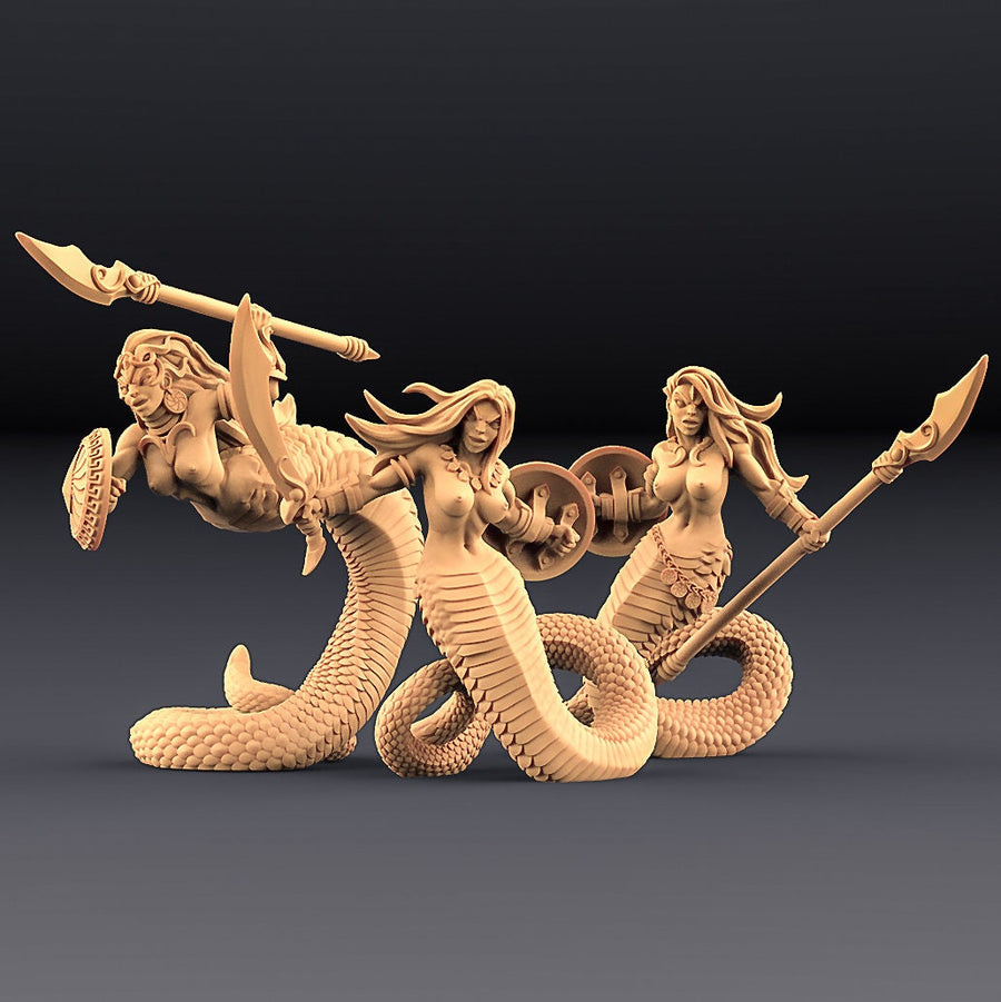 Snakewoman  Guards | AMAZONS | 32mm or 28mm Fantasy Miniature | D&D| Tabletop Game | RPG | Artisan Guild