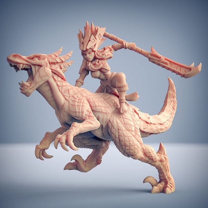 Tamaya, Princess on Raptor | AMAZONS | 32mm or 28mm Fantasy Miniature | D&D | Artisan Guild