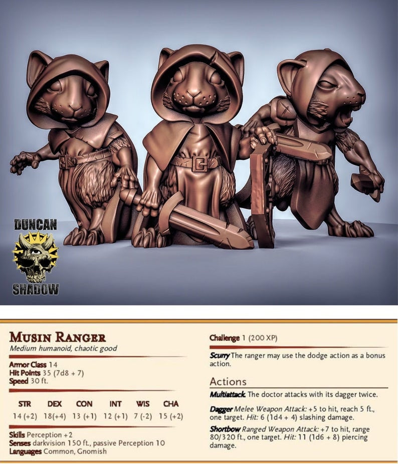 Mousling Rangers | Fantasy Resin Miniature | D&D | RPG | Tabletop Game | Duncan Shadow Louca