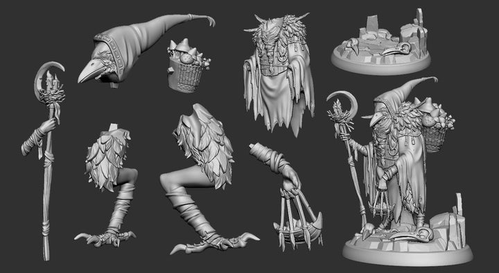 Kenku Druid | Fantasy Resin Miniature | D&D or Warhammer | RPG | Tabletop Game | White Werewolf Tavern