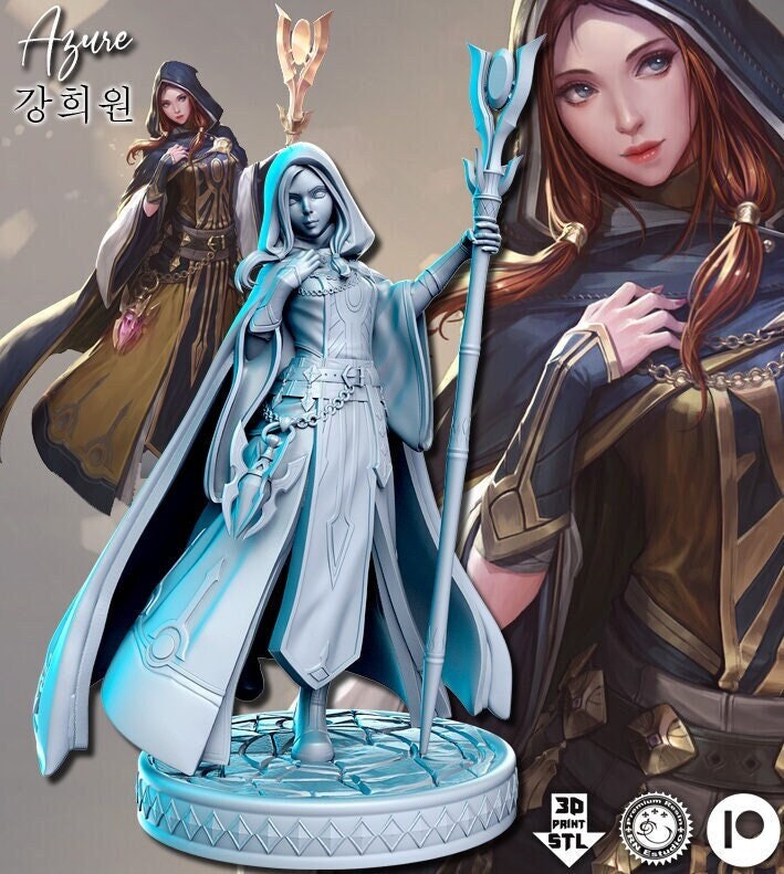 Azure - 75mm Pinup |  Fantasy Miniature | D&D | Tabletop Games | RN Estudio