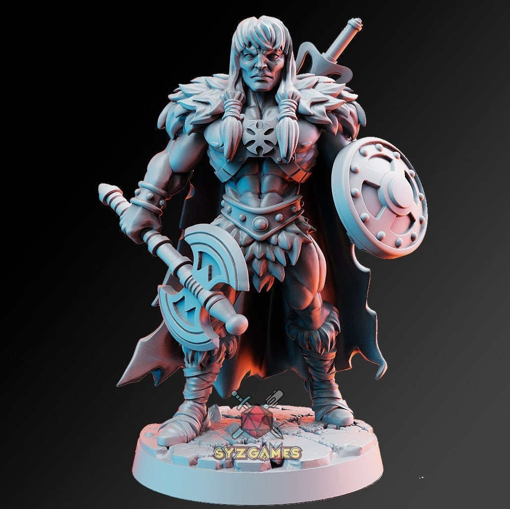 King Kull-Axe | 32mm or 28mm Fantasy Miniature | Dungeons & Dragons | Pathfinder | RPG | Tabletop | RN Estudio