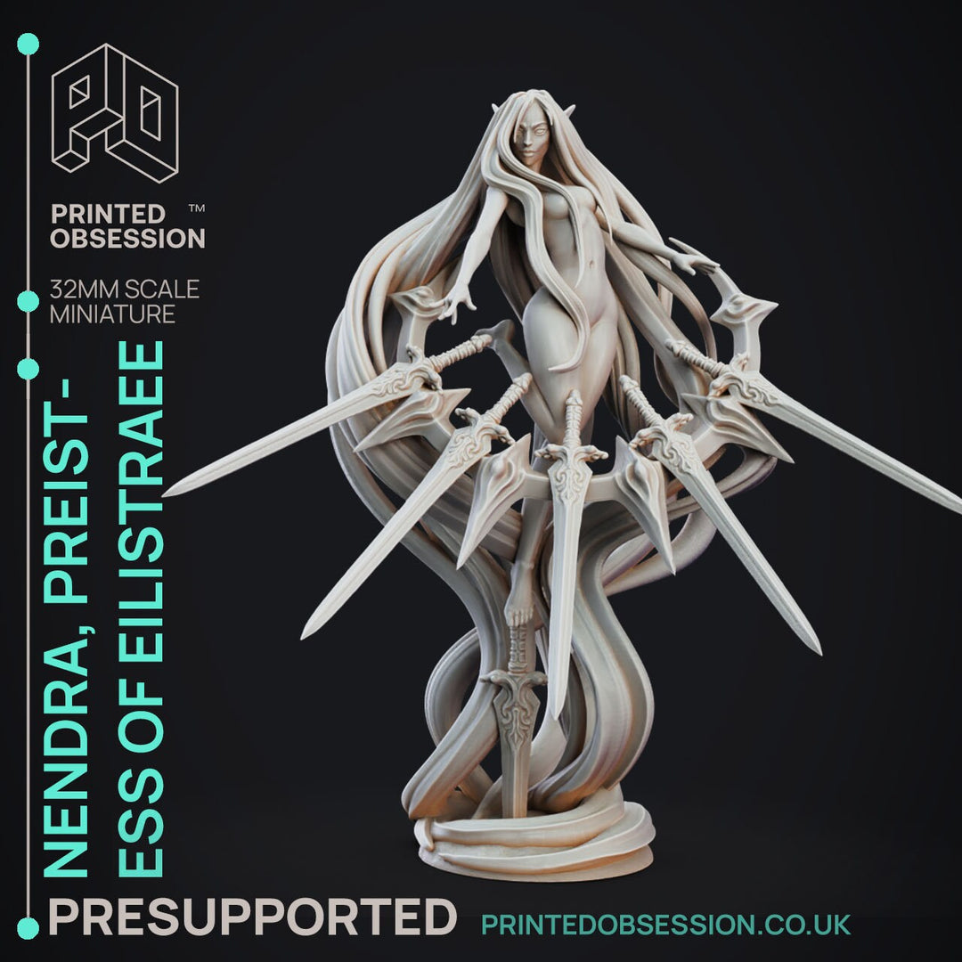 Nendra - Preistess of Eilistraee | Fantasy Resin Miniature | D&D | RPG | Tabletop Game | Printed Obsession