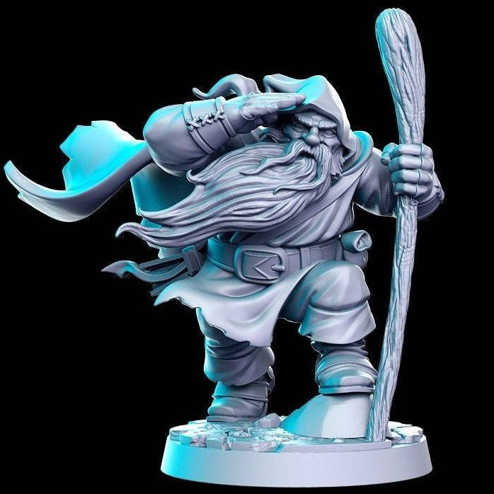 Gimmyr, Dwarven Wanderer | 32mm or 28mm Fantasy Miniature | Dungeons & Dragons | Pathfinder | RPG | Tabletop | RN Estudio