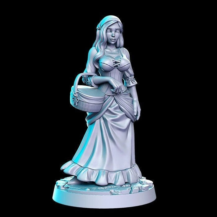 Alice, Market Girl |  32mm or 28mm Fantasy Miniature | D&D | Tabletop Games | RN Estudio