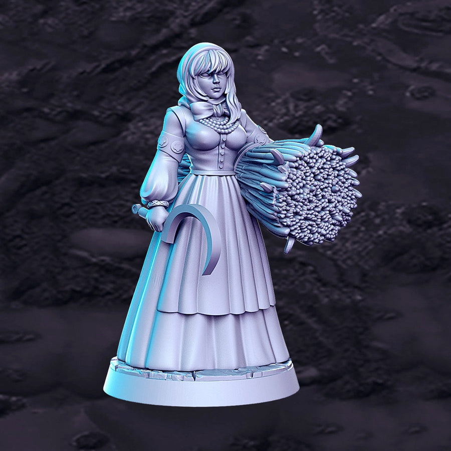 Margaret, Harvesting Girl  |  32mm or 28mm Fantasy Miniature | D&D | Tabletop Games | RN Estudio