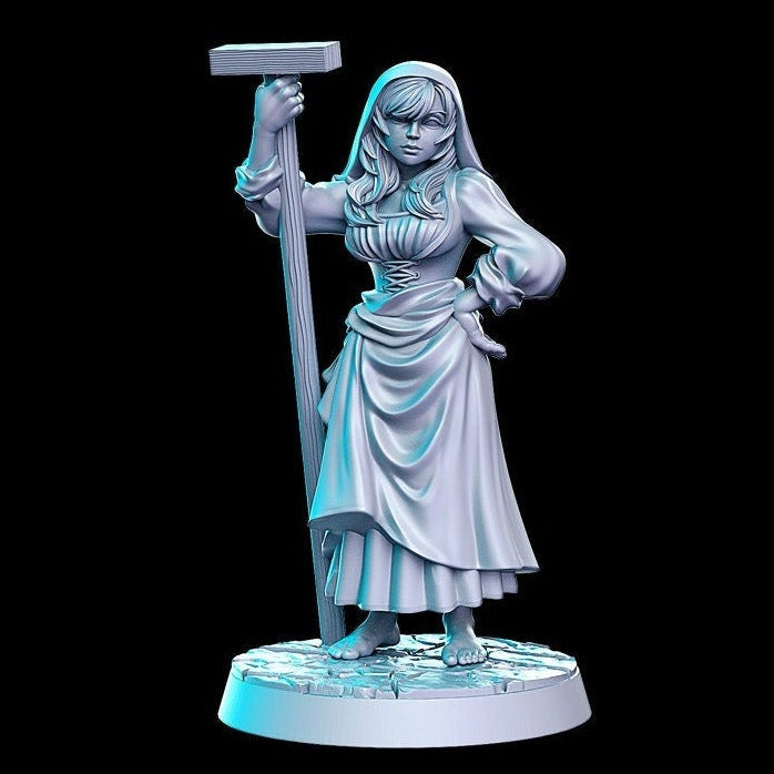 Agnes, Female Dyer |  32mm or 28mm Fantasy Miniature | D&D | Tabletop Games | RN Estudio