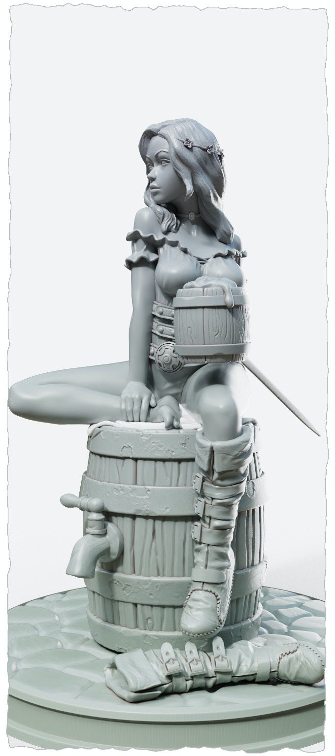Jalissa, Female Fighter Pinup | 32mm or 75mm Fantasy Resin Miniature | DnD Miniatures | Dungeons & Dragons | Pathfinder | RPG | Tabletop