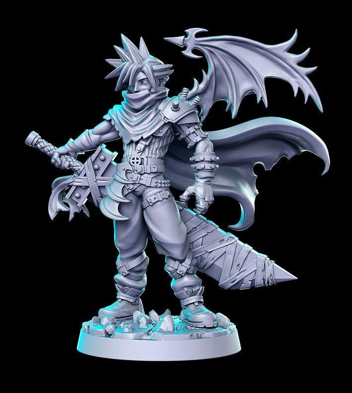 Claude, Winged Version | Classic JRPG | 32mm or 28mm Fantasy Miniature | D&D | Tabletop Games | RN Estudio