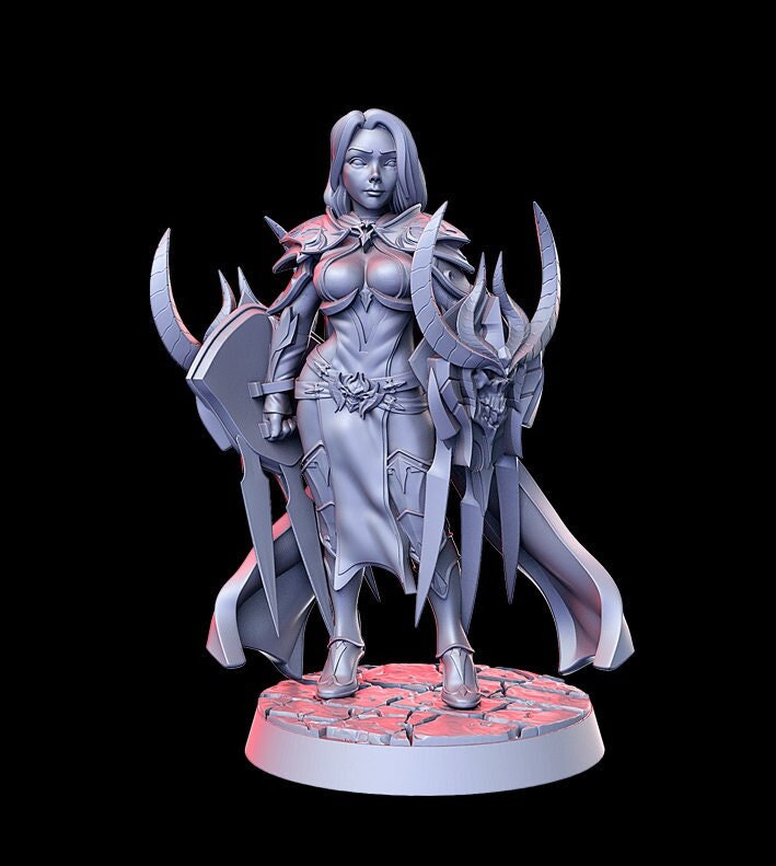 Sheah, Female Deathknight  | 32mm or 28mm Fantasy Miniature | D&D | Tabletop Games | RN Estudio