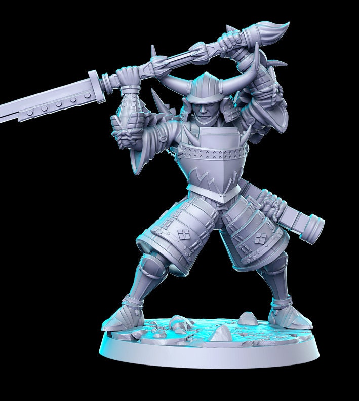 Kuroda, Nodachi Wielding Samurai Monster-hunter | Fantasy Miniature | D&D | Tabletop Games | RN Estudio