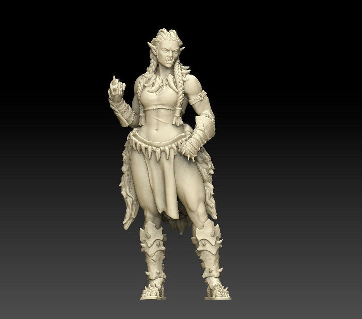 Orc Female Hero, Vhok Ironfist | Fantasy Miniature | D&D | RPG