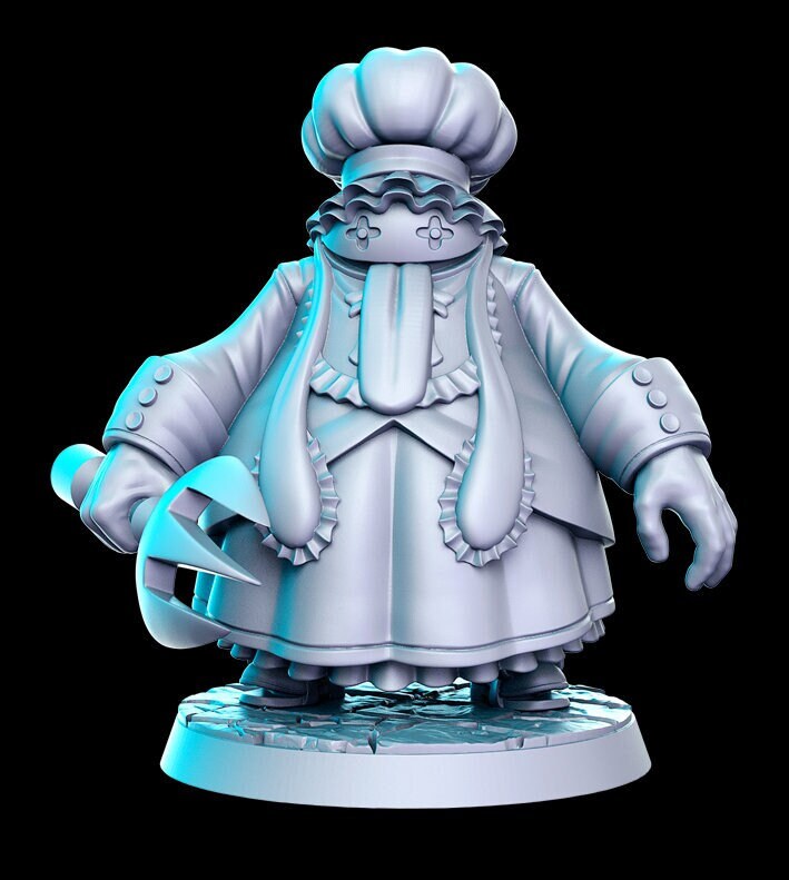 Salweeki Chef | 32mm or 28mm Fantasy Miniature | Dungeons & Dragons | Pathfinder | RPG | Tabletop | RN Estudio