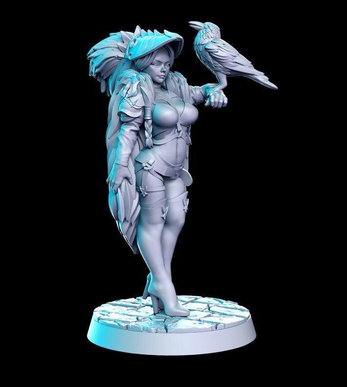 Kalimani, Amazon Raven Assassin Pinup | Fantasy Miniature | DnD Miniature | RPG | Tabletop Game | Pathfinder | RN Estudio