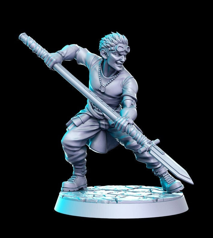 Gharr, Modern Spear Fighter | Fantasy Miniature | DnD Miniature | RPG | Tabletop Game | Pathfinder | RN Estudio