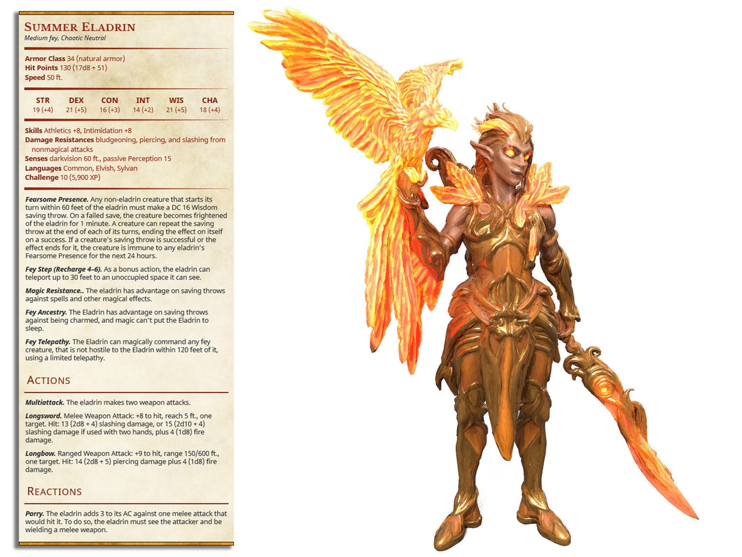 Eladrin - Summer | Fantasy Resin Miniature | DnD Miniature | RPG | Tabletop Game | Printed Obsession