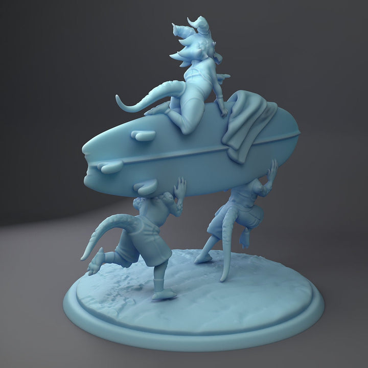 Surfing Kobold Amigos | Fantasy Miniature | DnD Miniature | Tabletop | Twin Goddess