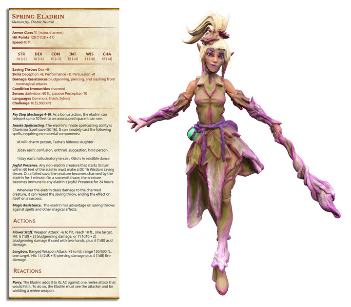 Eladrin - Spring | Fantasy Resin Miniature | DnD Miniature | RPG | Tabletop Game | Printed Obsession