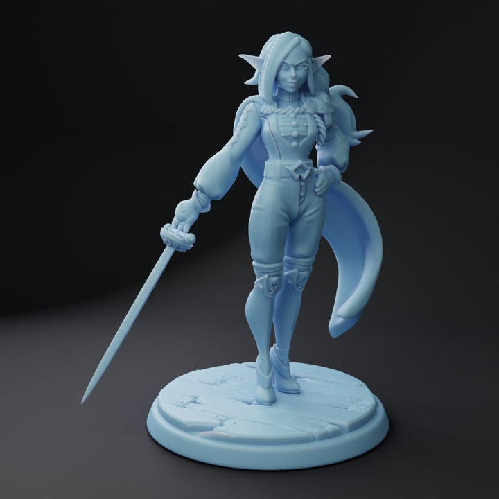 Admiral Karina - Space-elf | 32mm or 28mm Fantasy Miniature | DnD Miniature | Twin Goddess