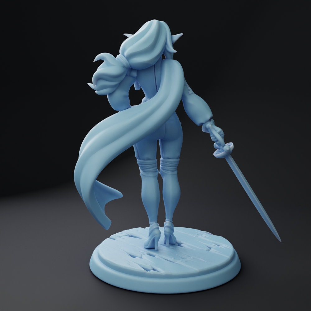 Admiral Karina - Space-elf | 32mm or 28mm Fantasy Miniature | DnD Miniature | Twin Goddess
