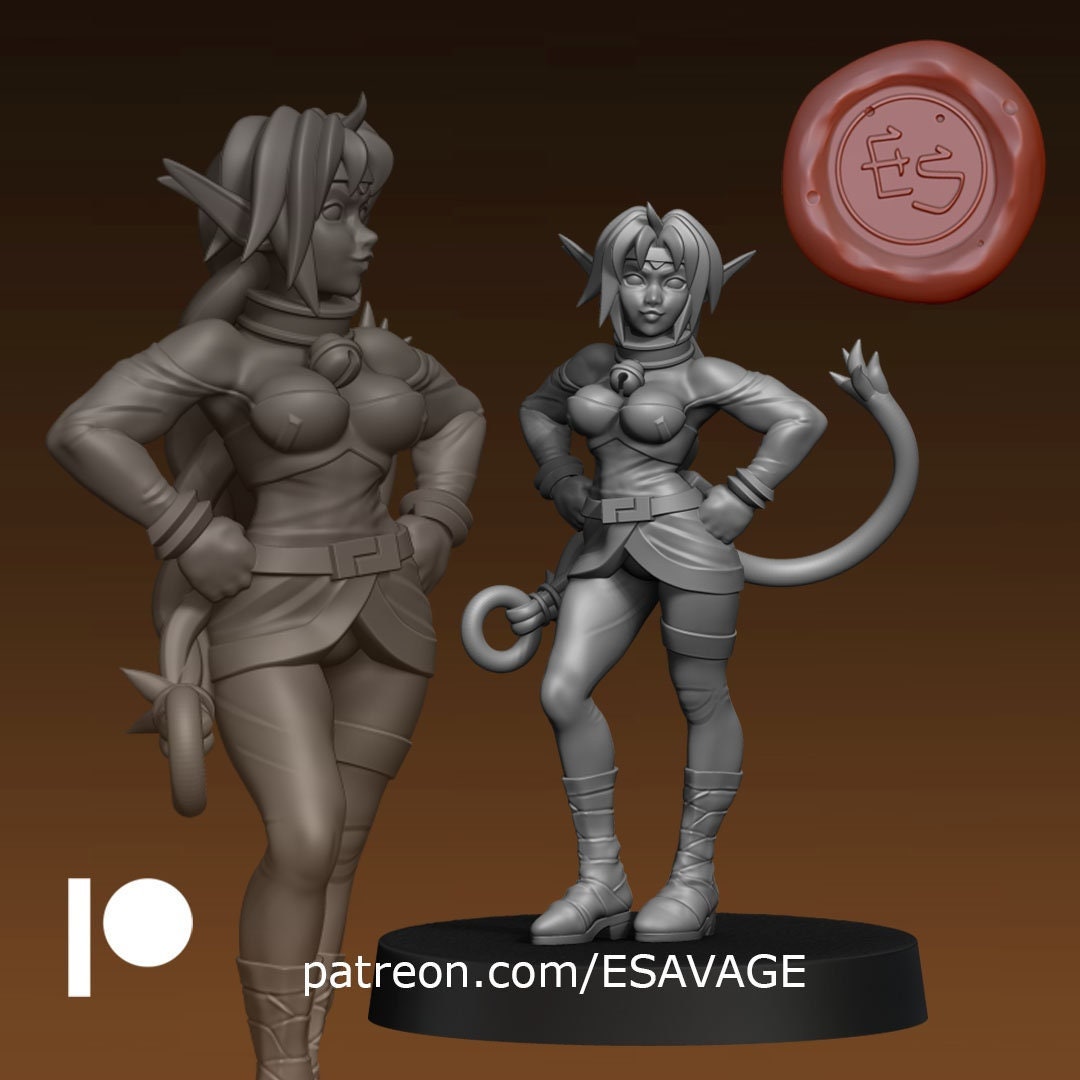 Aya Cat Girl Monk | Fantasy Miniature | Dungeons and Dragons | DnD Miniature | Tabletop Game | RPG | Pathfinder |  Ethan Savage Studios