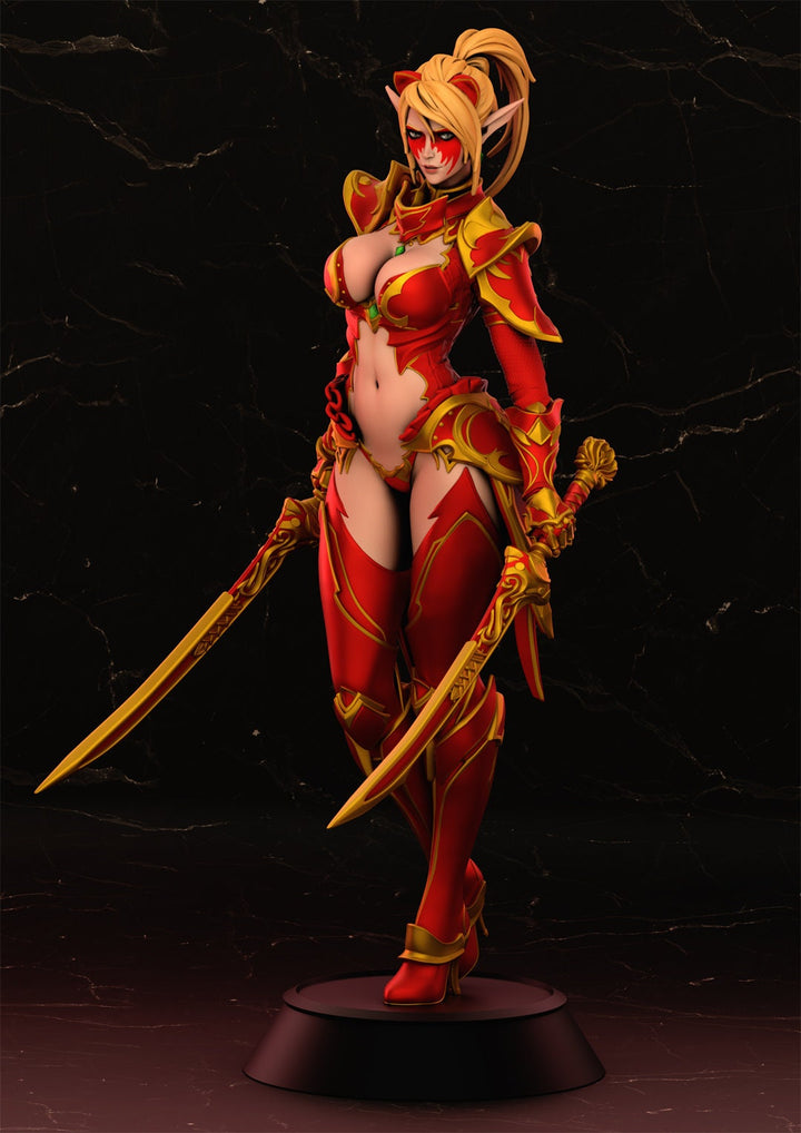 Dark Elf Mariya Pinup | 32mm, 54mm, 75mm Fantasy Miniature | DnD Miniature | Tabletop Games | RN Estudio